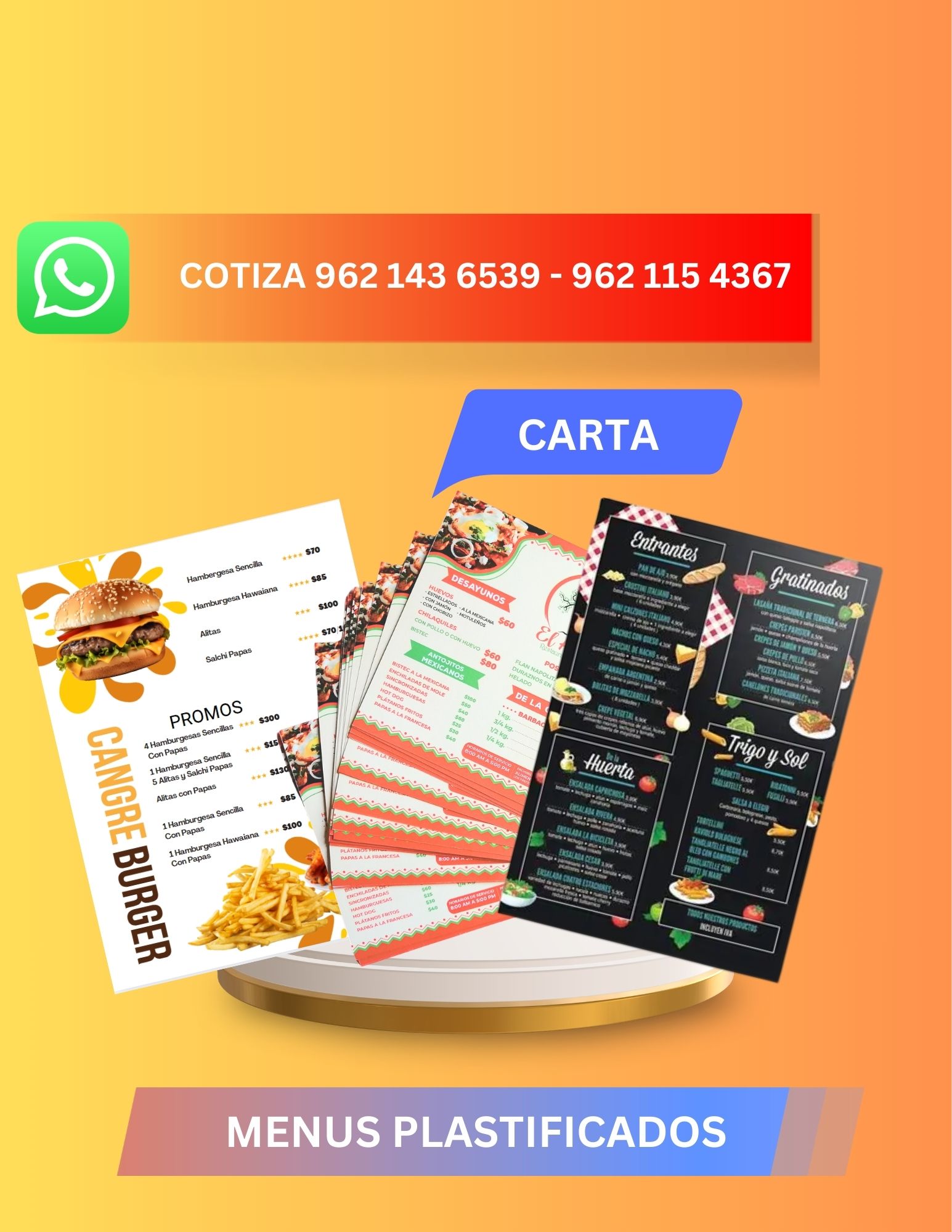 MENU PLASTIFICADO